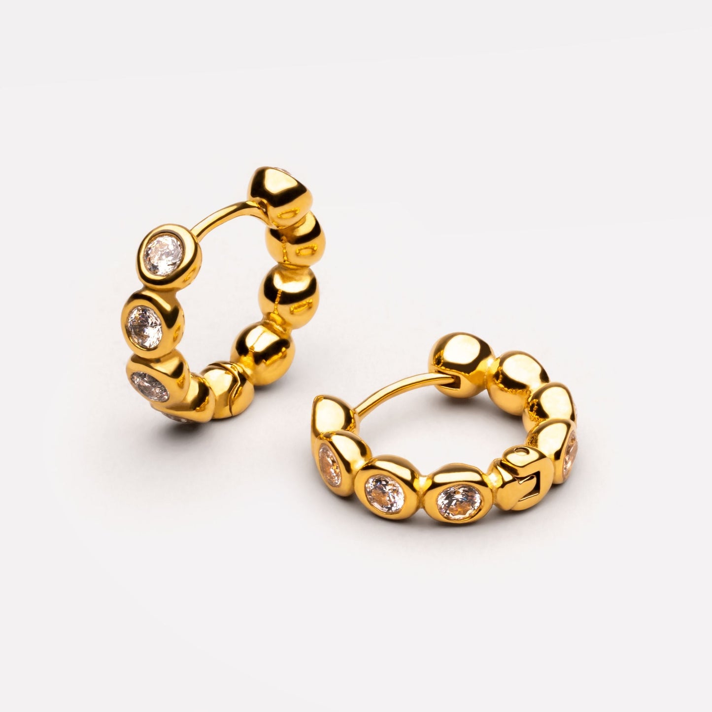 Beaded Diamond Hoops