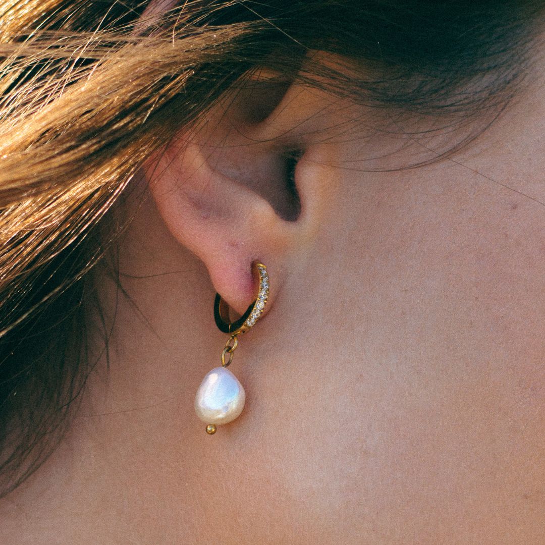 Freshwater Pearl Hoop Earrings 