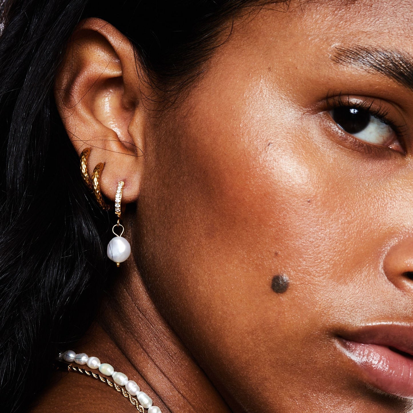 Freshwater Pearl Hoop Earrings 