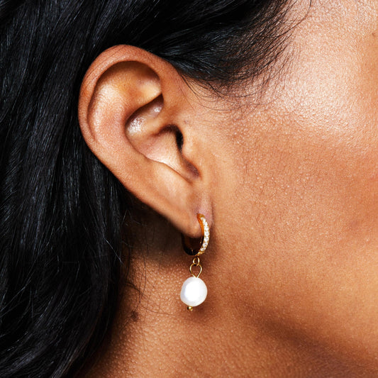 Freshwater Pearl Hoop Earrings 